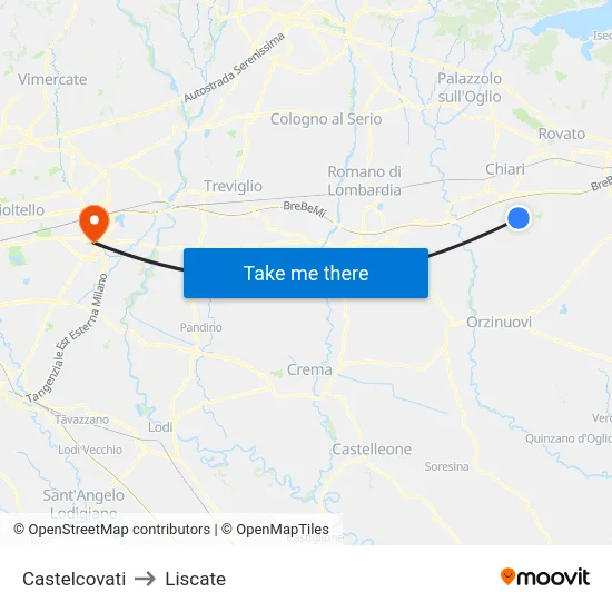 Castelcovati to Liscate map