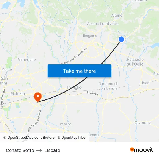 Cenate Sotto to Liscate map