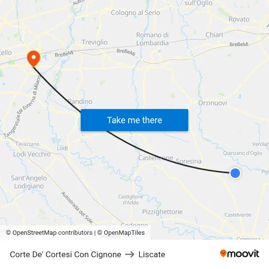 Corte De' Cortesi Con Cignone to Liscate map