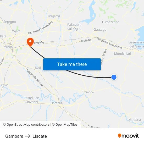 Gambara to Liscate map
