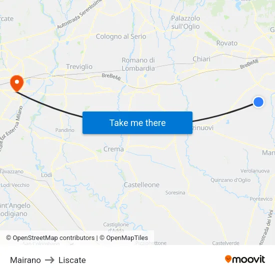 Mairano to Liscate map