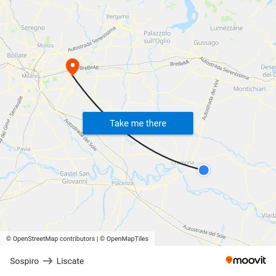 Sospiro to Liscate map