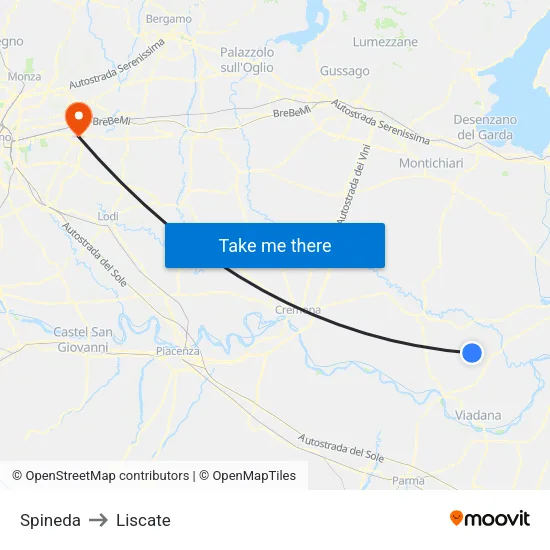Spineda to Liscate map