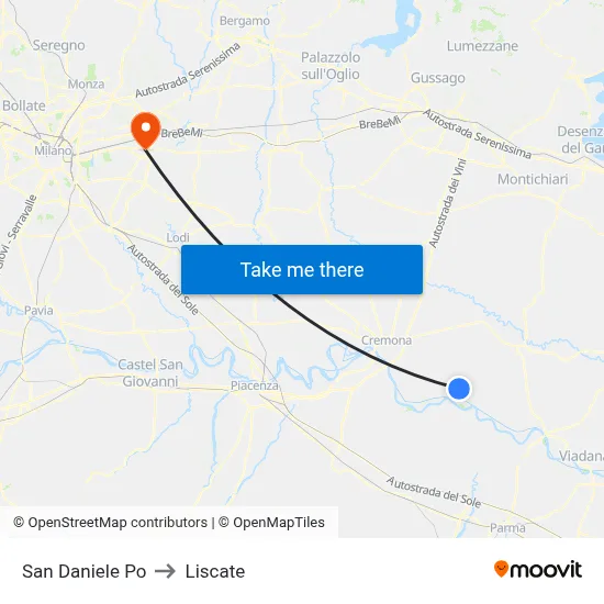 San Daniele Po to Liscate map