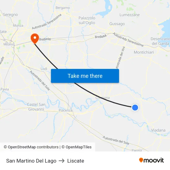 San Martino Del Lago to Liscate map