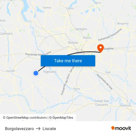 Borgolavezzaro to Liscate map
