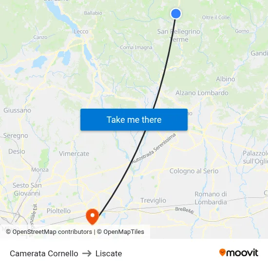 Camerata Cornello to Liscate map