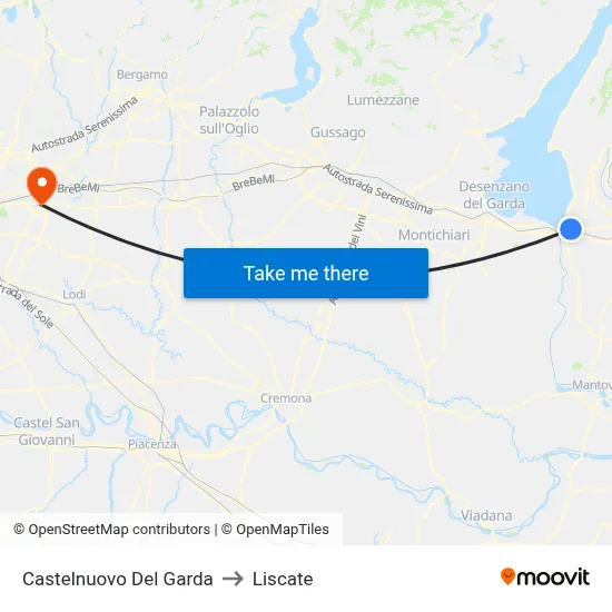 Castelnuovo Del Garda to Liscate map