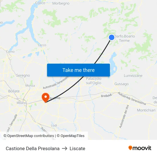 Castione Della Presolana to Liscate map