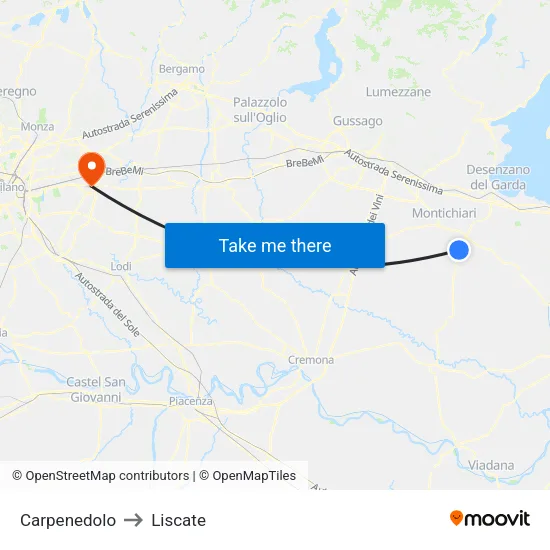 Carpenedolo to Liscate map