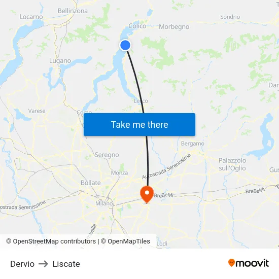 Dervio to Liscate map