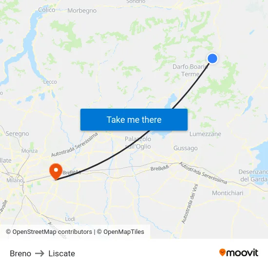 Breno to Liscate map