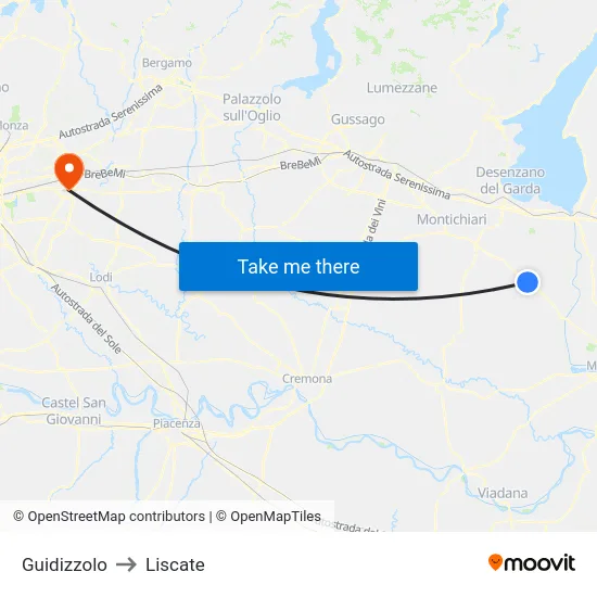 Guidizzolo to Liscate map
