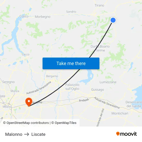 Malonno to Liscate map