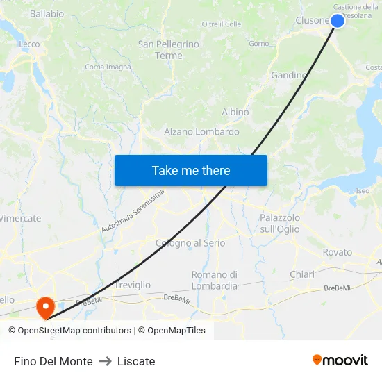 Fino del Monte to Liscate map