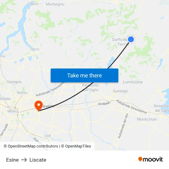 Esine to Liscate map