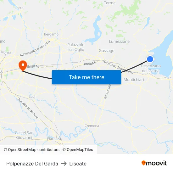 Polpenazze del Garda to Liscate map