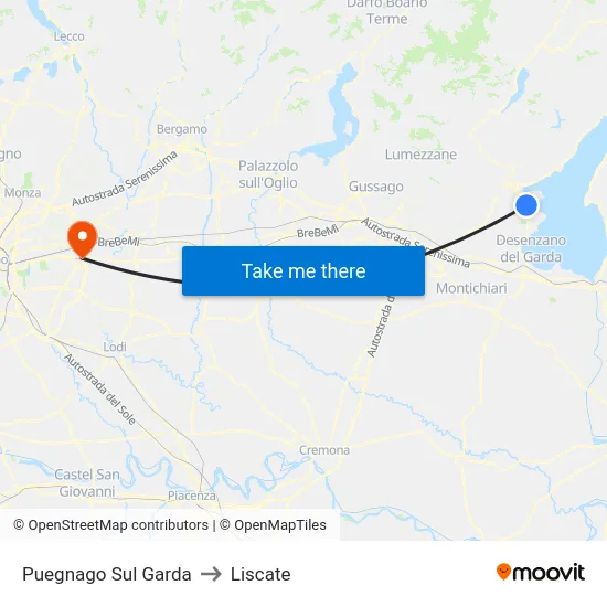 Puegnago sul Garda to Liscate map