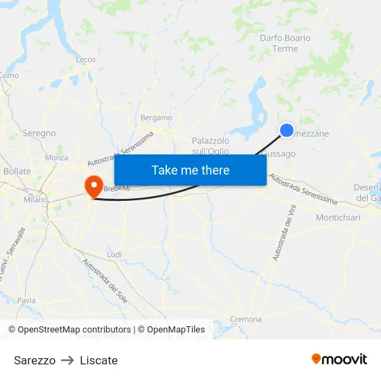 Sarezzo to Liscate map