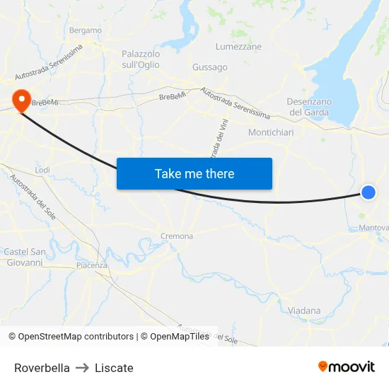 Roverbella to Liscate map