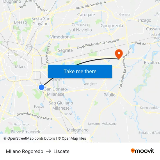 Milan Rogoredo to Liscate map