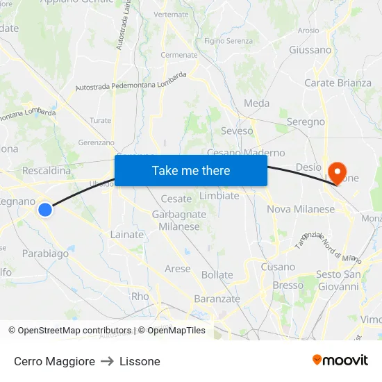 Cerro Maggiore to Lissone map