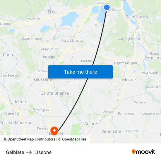 Galbiate to Lissone map