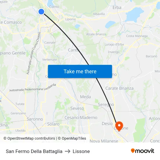 San Fermo Della Battaglia to Lissone map