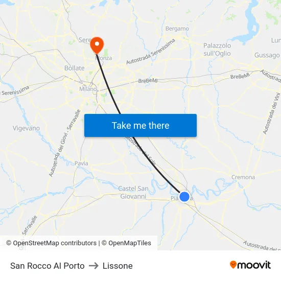 San Rocco Al Porto to Lissone map