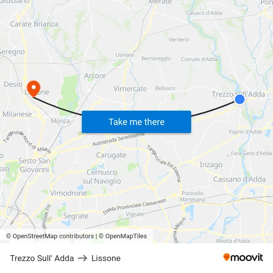 Trezzo Sull' Adda to Lissone map