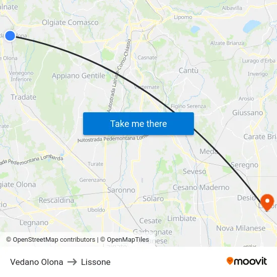 Vedano Olona to Lissone map