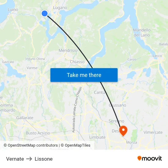 Vernate to Lissone map