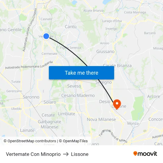 Vertemate Con Minoprio to Lissone map