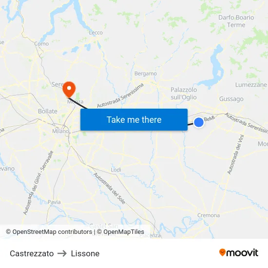 Castrezzato to Lissone map