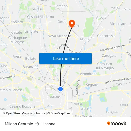 Milano Centrale to Lissone map