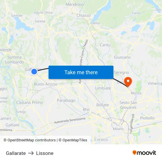 Gallarate to Lissone map