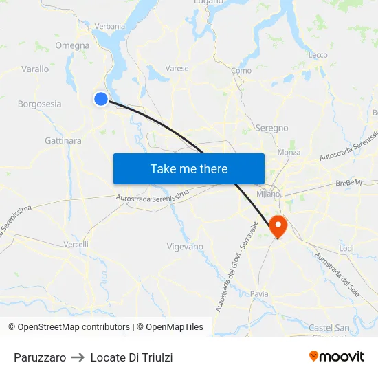 Paruzzaro to Locate Di Triulzi map