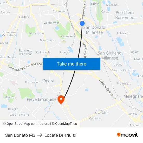 San Donato M3 to Locate Di Triulzi map
