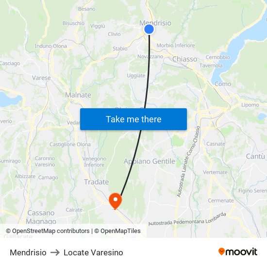 Mendrisio to Locate Varesino map