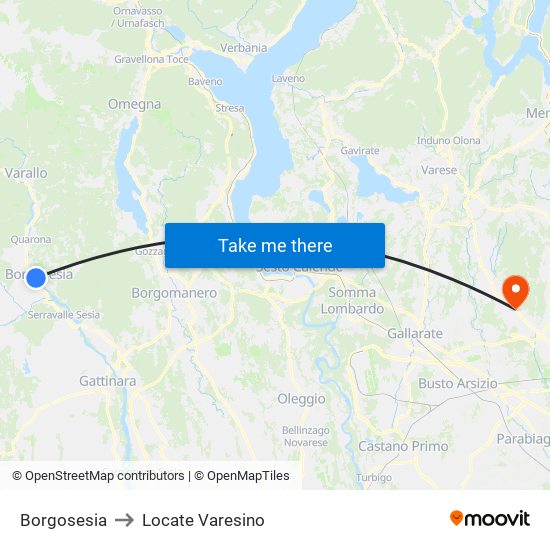 Borgosesia to Locate Varesino map