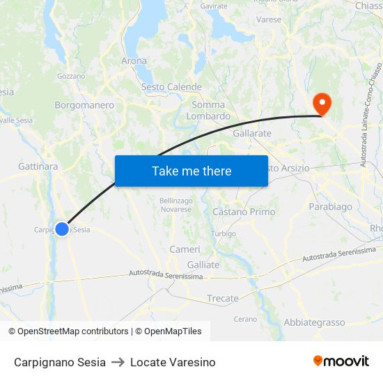 Carpignano Sesia to Locate Varesino map