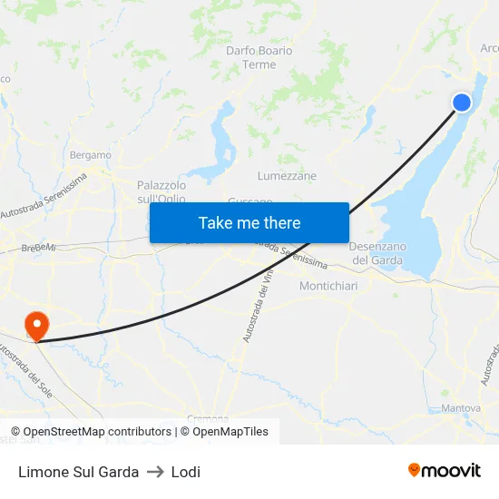 Limone Sul Garda to Lodi map