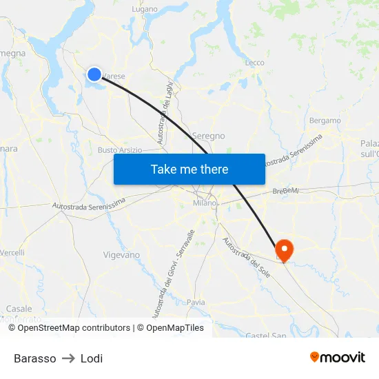 Barasso to Lodi map