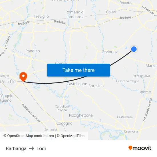 Barbariga to Lodi map