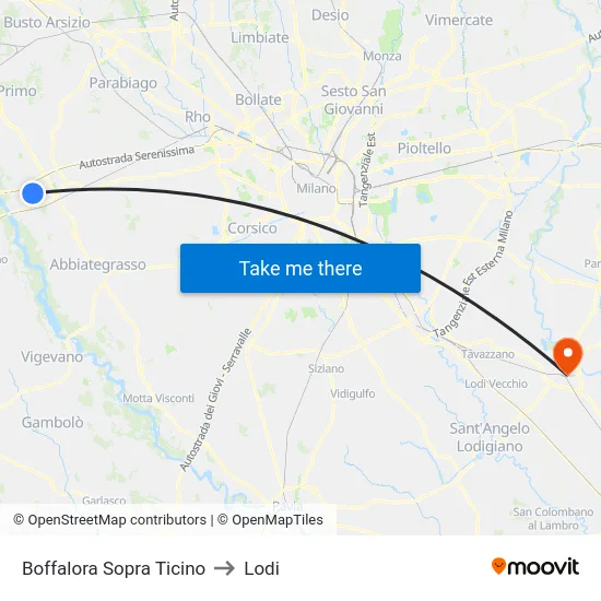 Boffalora Sopra Ticino to Lodi map