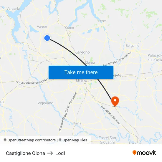 Castiglione Olona to Lodi map