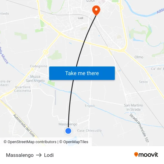 Massalengo to Lodi map