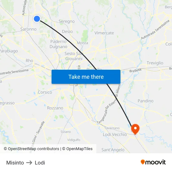 Misinto to Lodi map