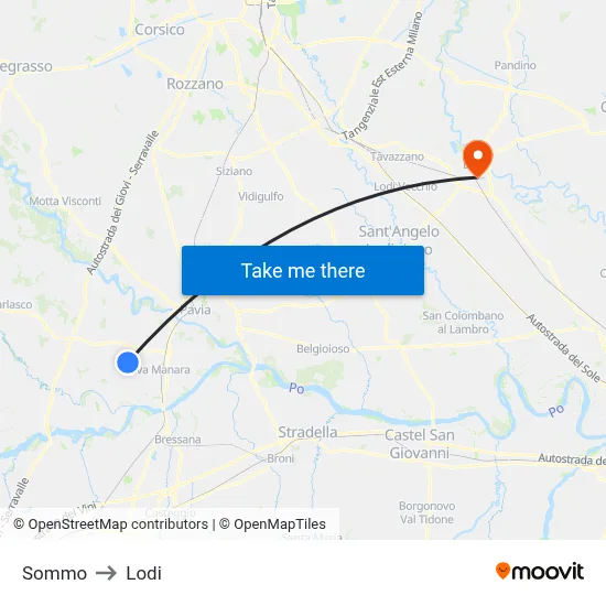 Sommo to Lodi map
