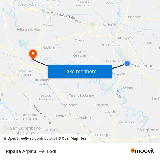 Ripalta Arpina to Lodi map